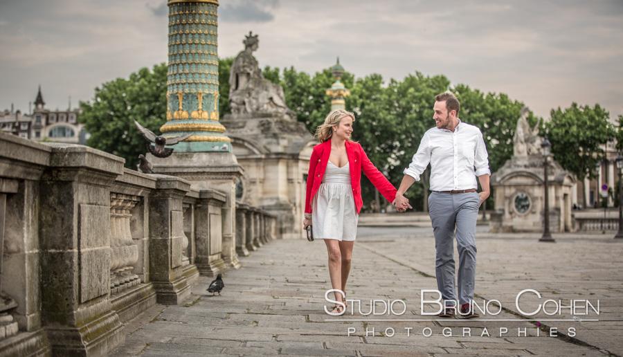 Portrait engagement Place de la Concorde Paris Portrait engagement a Paris